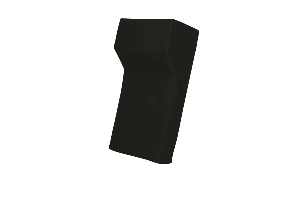 Black rucking shield with sewn heavy-duty PVC cover, angled top and shock-absorbing foam core.