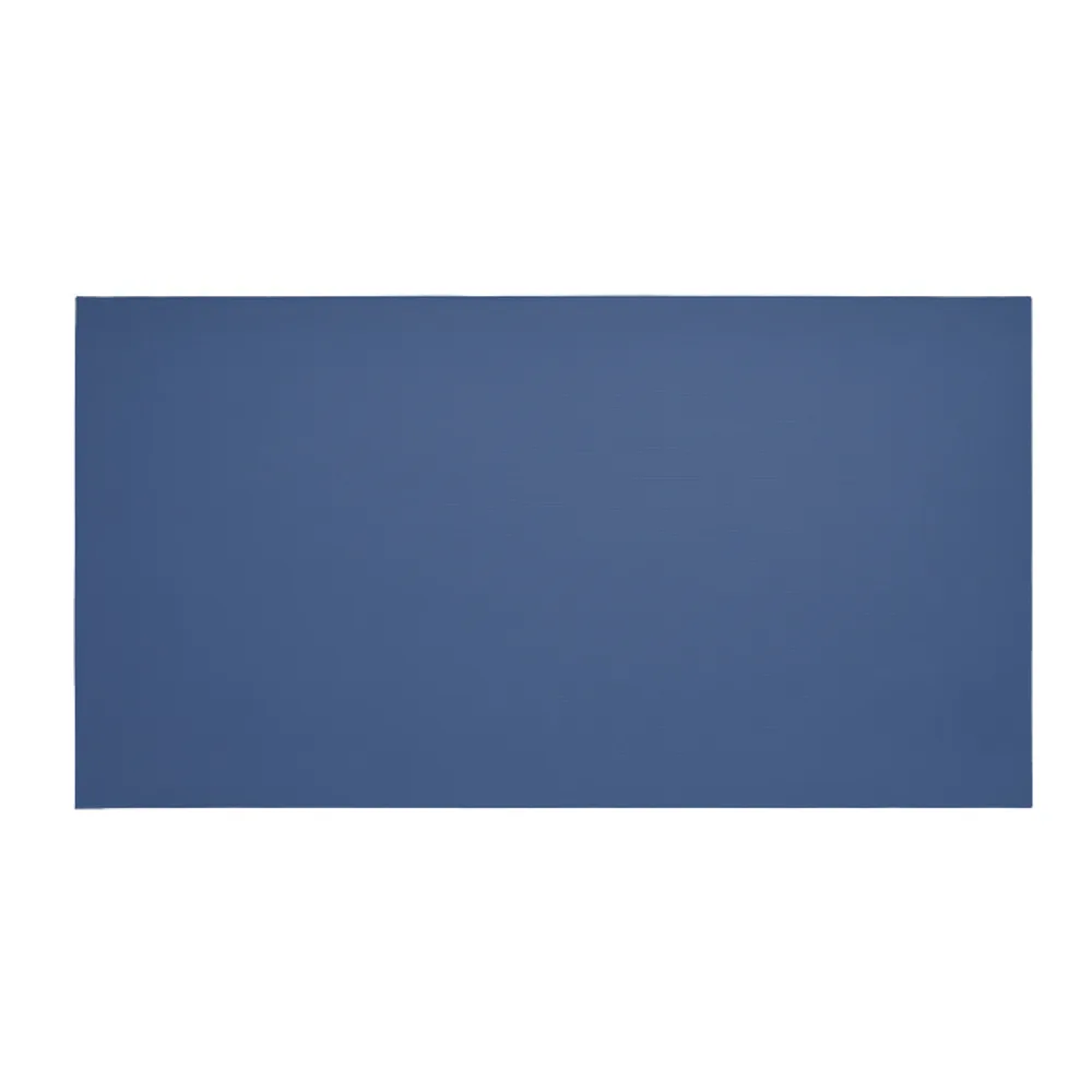 Rectangular blue competition-grade high-density foam mat with smooth surface on a white background.