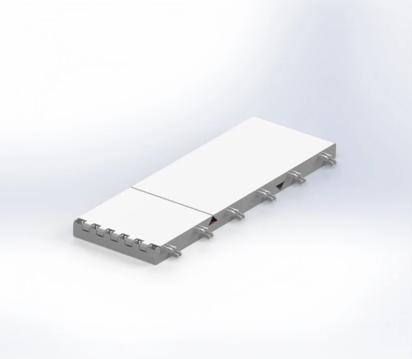 White modular rectangular panels joined side-by-side with gray interlocking tabs, shown as a training module.