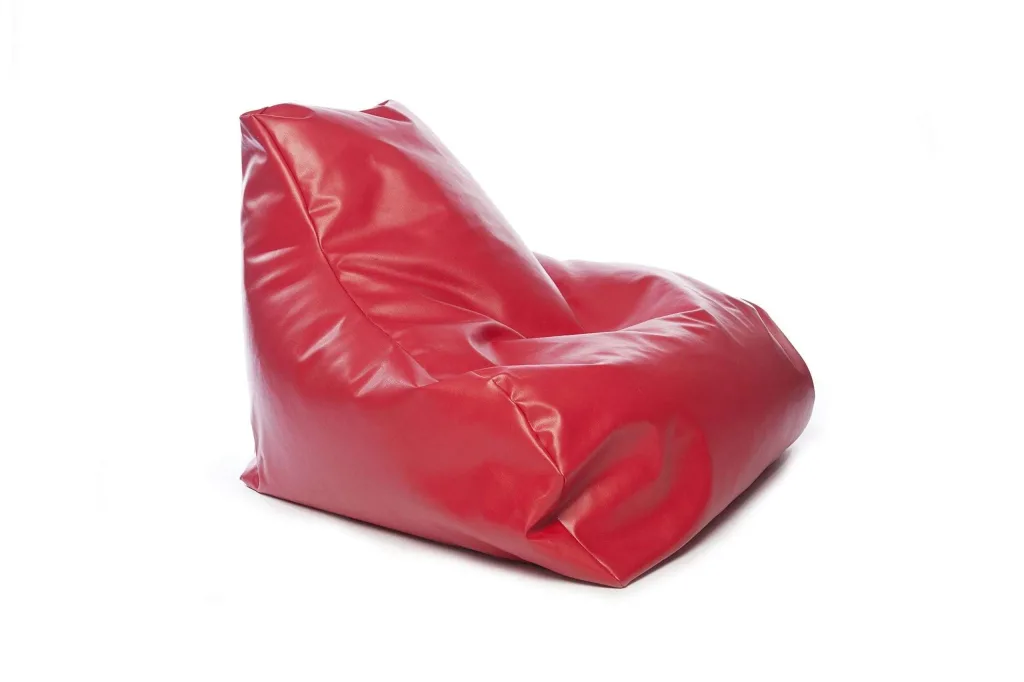 Red teen/adult ultra snug bean chair with extended back and PVC wipe-clean anti-bacterial cover.