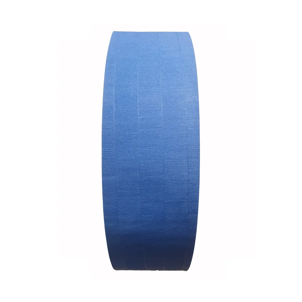 Blue roll of tatami tape with textured surface and vertical score lines.