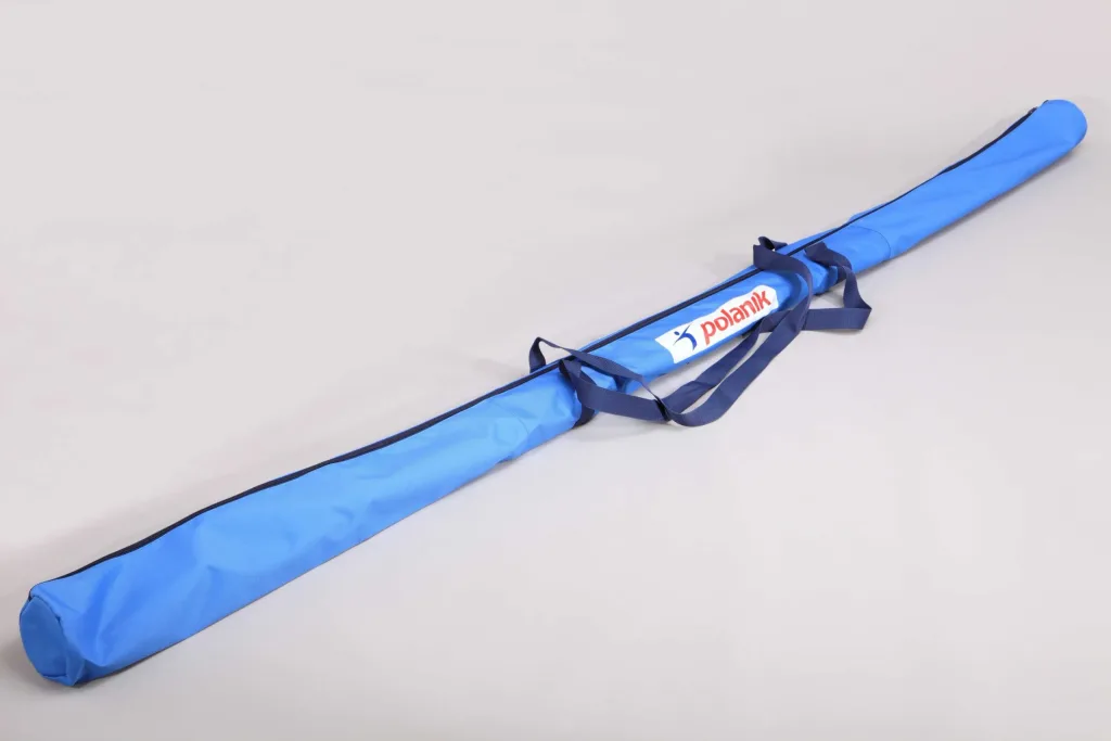 Long javelin bag in waterproof synthetic fabric with two external handles and straps, tubular shape fits up to five javelins.