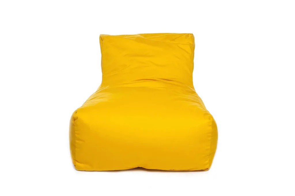 Yellow teen/adult deluxe bean chair with 100% cotton cover, low backrest and lounge shape.