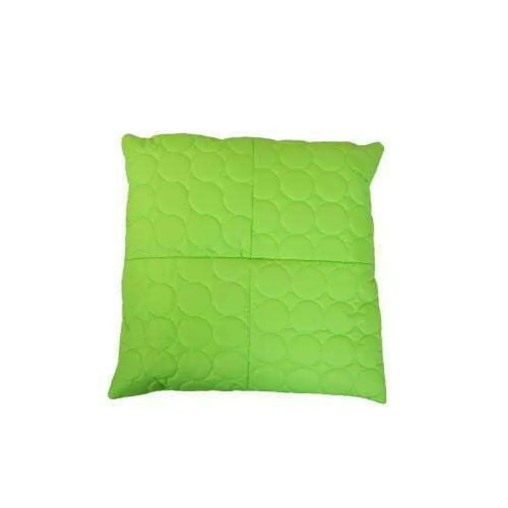 Giant child floor cushion in lime with circular quilted pattern and cross seams dividing it into four panels.