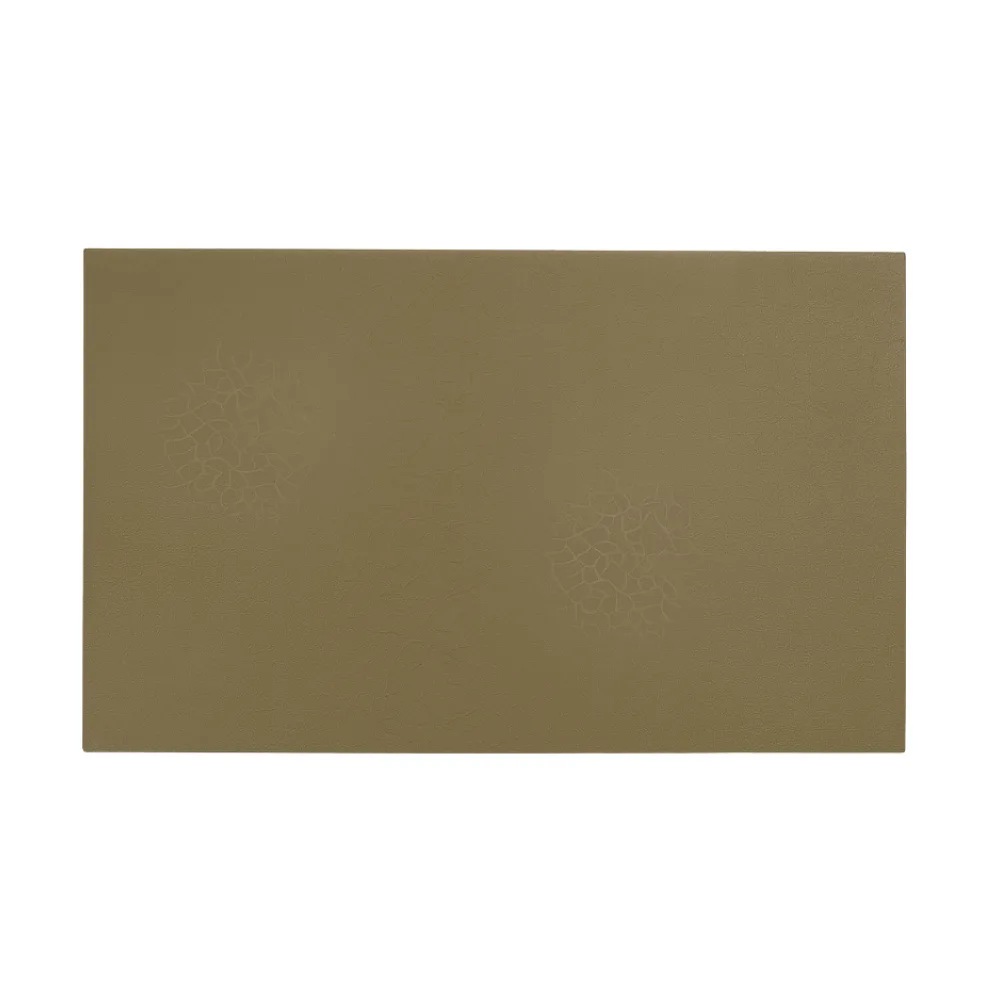 Rectangular olive-brown training mat with subtle tatami-style textured finish and faint circular patterns.
