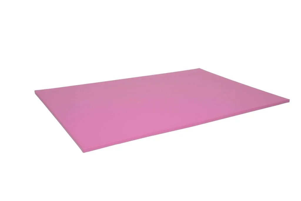 Mulberry anti-microbial PVC gym mat with recycled high-density foam core lying flat on a white background.