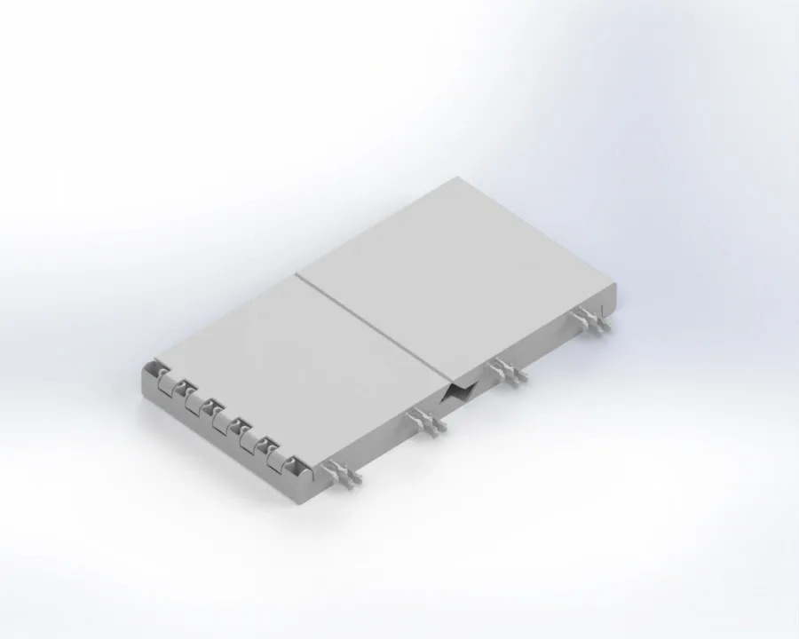 Two light gray rectangular modular training blocks joined edge-to-edge with interlocking hinge tabs and side mounting clips.
