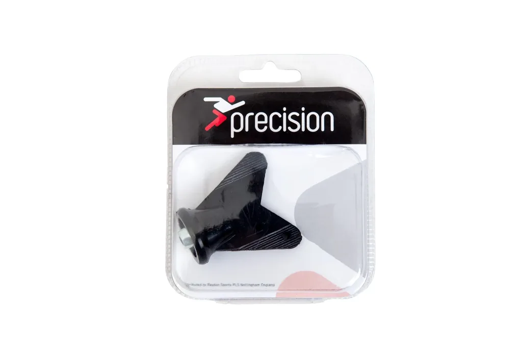Black replacement running spike with three prongs in clear blister packaging labeled precision.