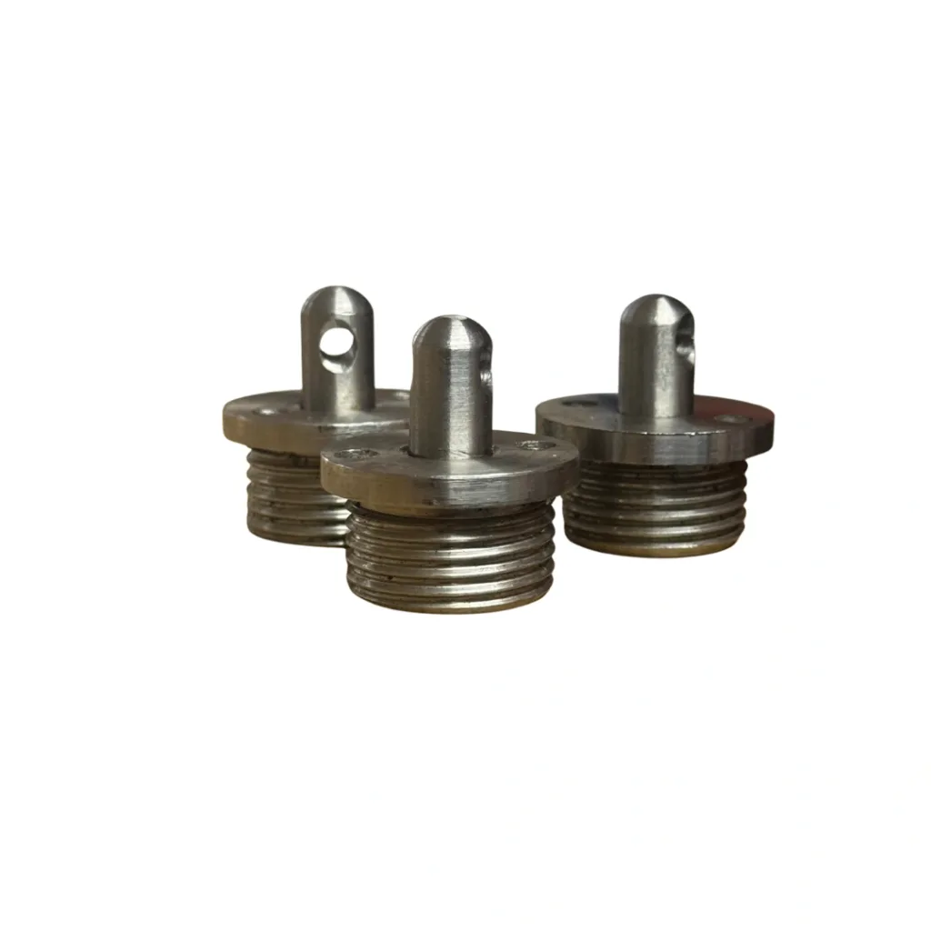 Three stainless steel hammer swivels with threaded bases and rounded eye posts, shown against a white background.