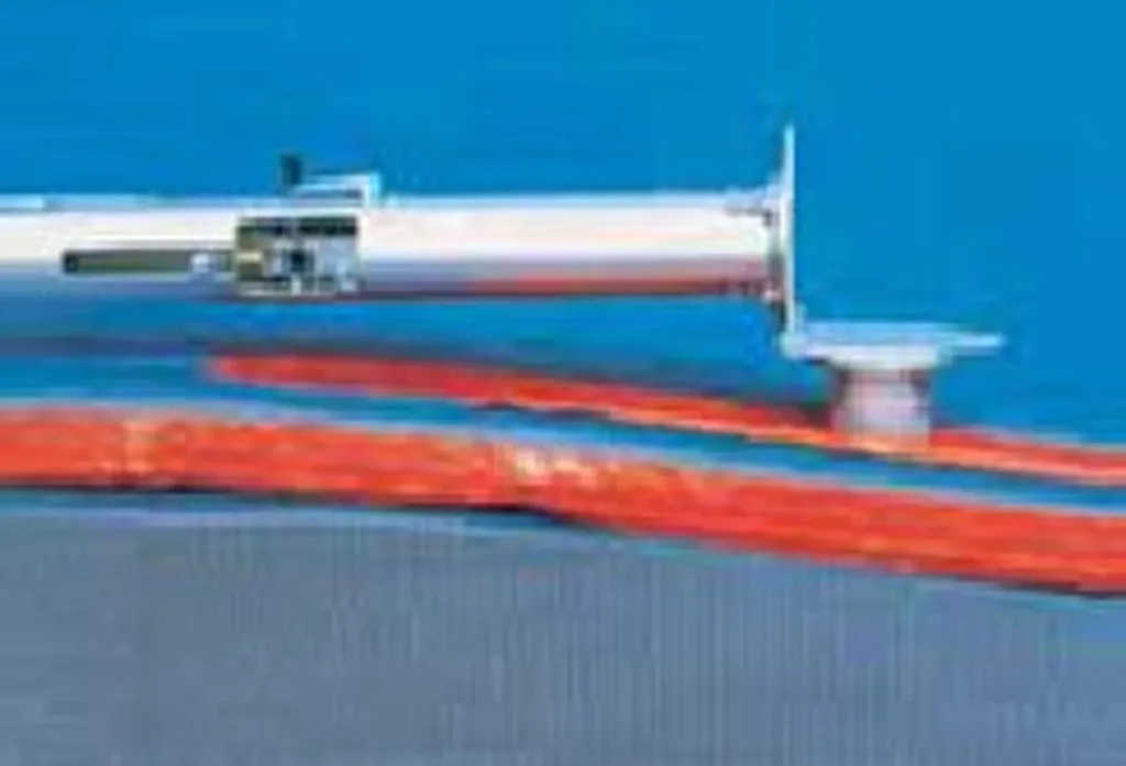 Aluminium foldable pole vault upright folded down against a blue background showing red support arms and a white circular base.