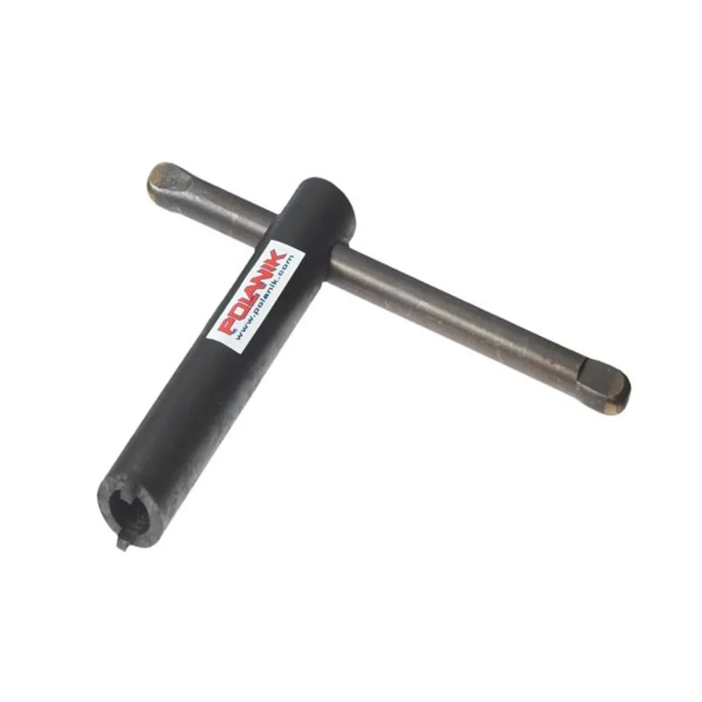 T-shaped hardened steel hammer swivel key with a black cylindrical handle and metal crossbar, for replacing hammer swivels.