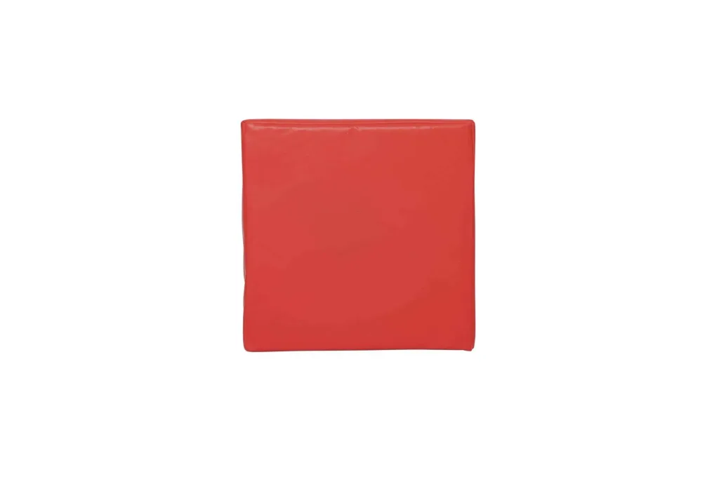 Red PVC tackle pad with sewn heavy-duty PVC cover and shock-absorbing foam core against a white background.