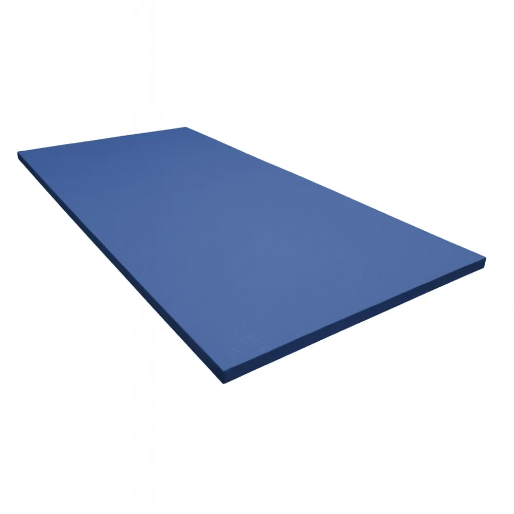 Blue rectangular training mat with durable, easy-clean smooth surface and slightly beveled edges.