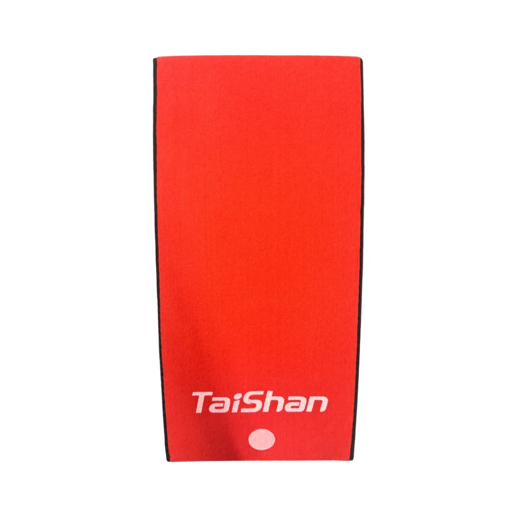 Red competition springboard with white TaiShan text and a white dot near the bottom and black edge trim.