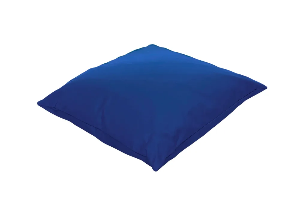 Square child reading cushion in cotton with polybead filling and removable machine-washable cover.