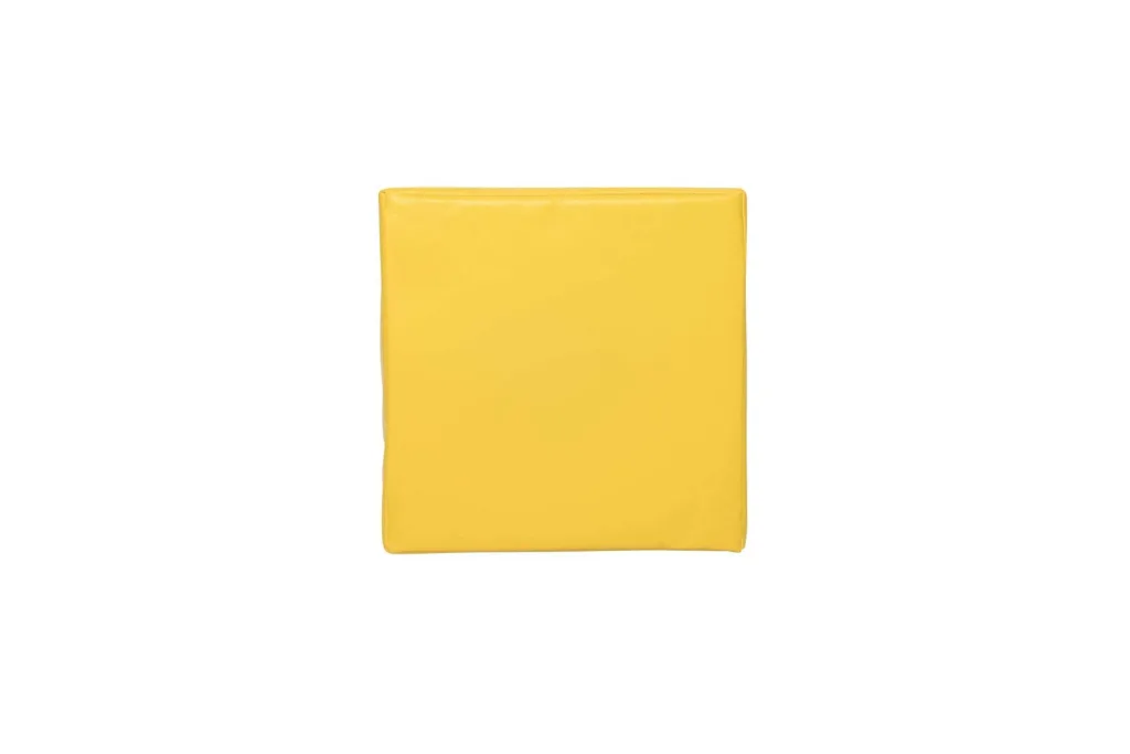 Yellow tackle pad with sewn heavy duty PVC cover and shock absorbing foam core, centered on a white background.