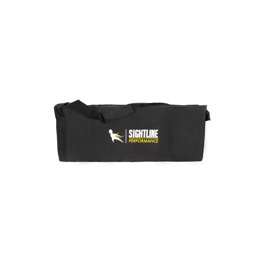 Black rectangular carry bag with shoulder strap and the text SIGHTLINE PERFORMANCE in white and yellow on the front.