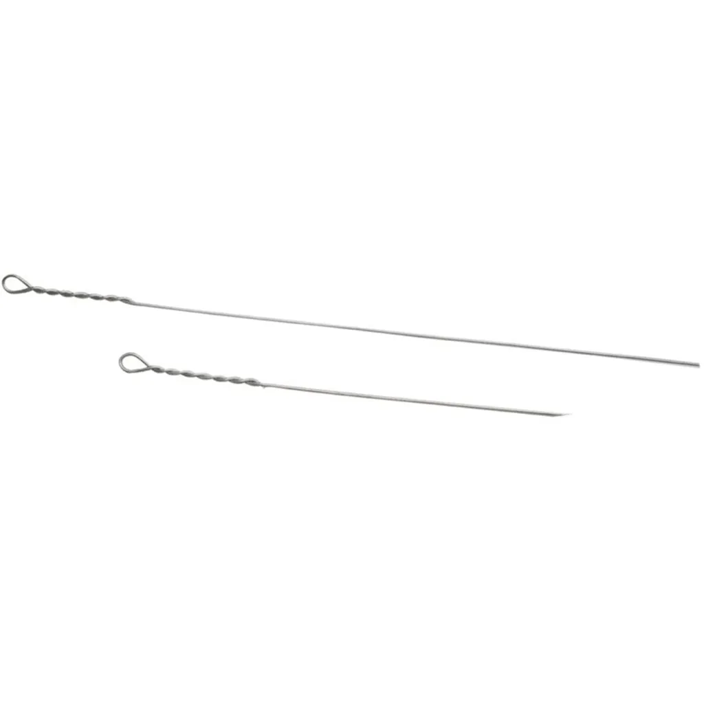 Two steel replacement hammer wires with twisted looped ends on a white background.