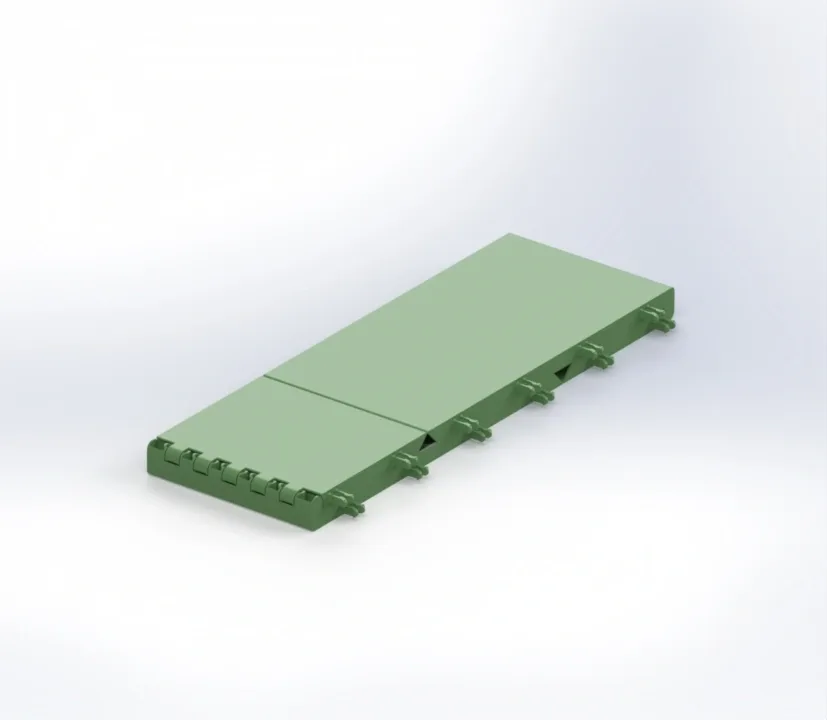 Green modular interlocking training panel with two rectangular sections, visible side tabs and a central seam, shown flat on a white background.