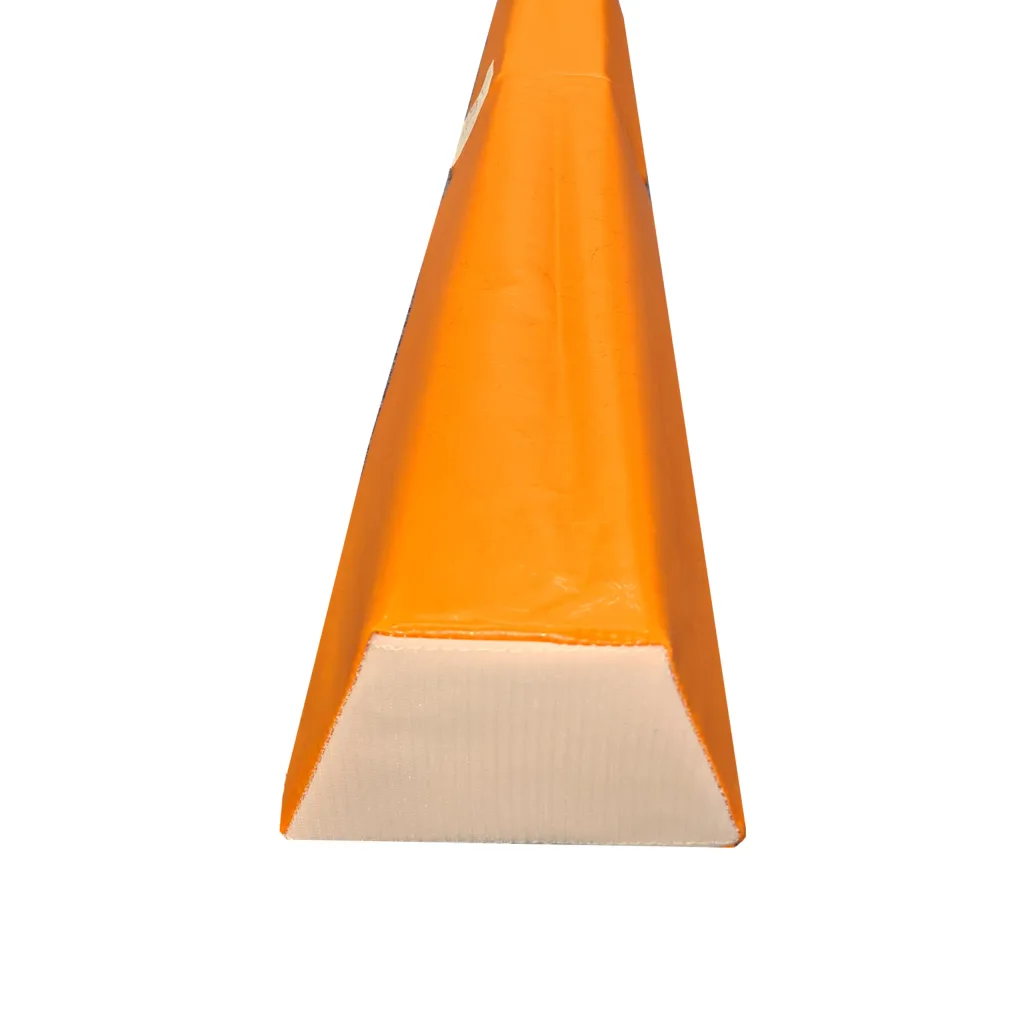 Orange segmented foam balance beam (6 segments) with white foam end, covered in flame-retardant PVC and made from PE foam.