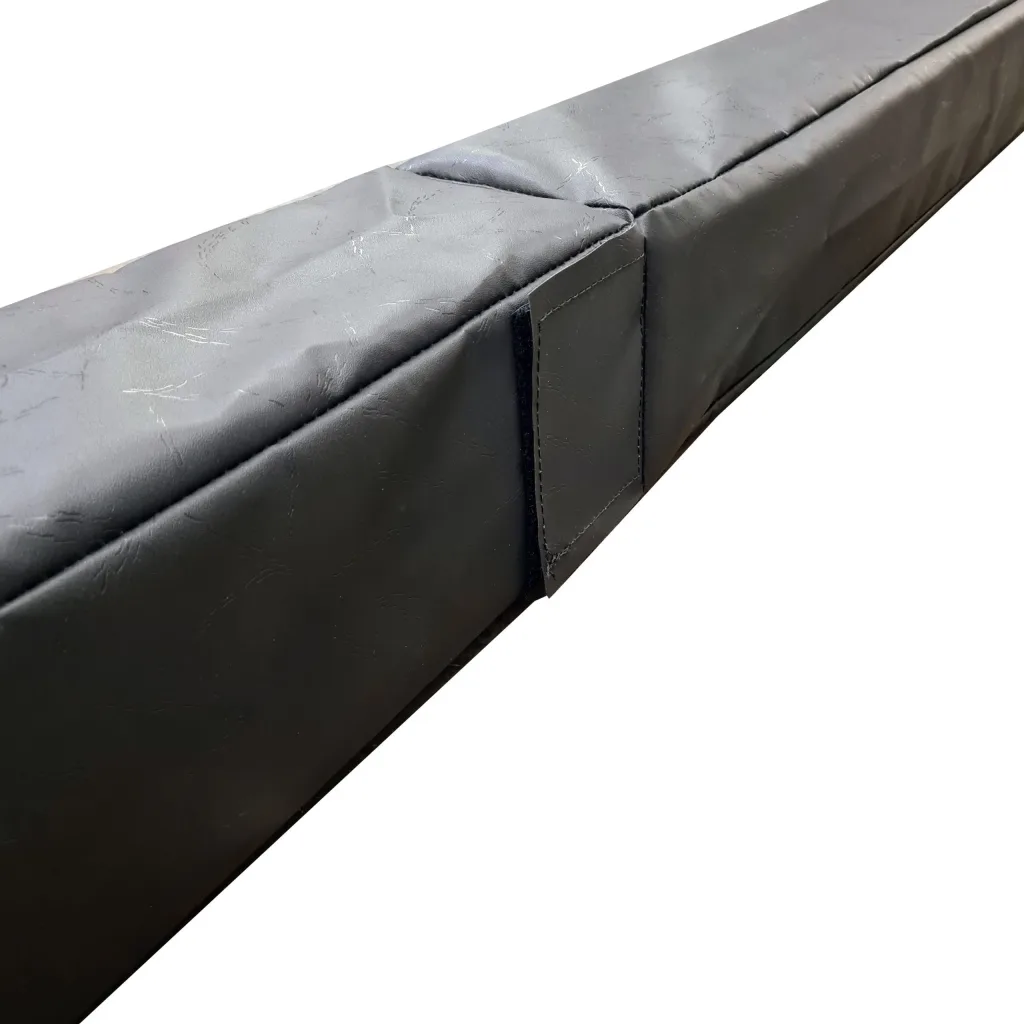 Black PVC-covered foam pitch divider section with a visible hook-and-loop connector tab along the seam.